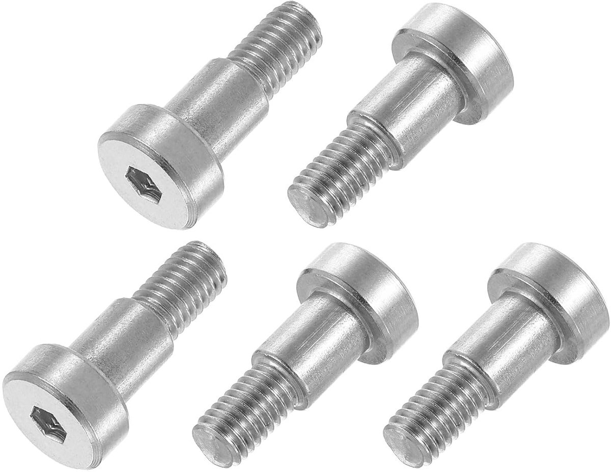6 stuks passchroeven 304 roestvrij staal schouderbouten 12 mm schouderdiameter 12 mm schouderlengte M8 schroefdraad binnenzeskant voor textiel-, hydraulische en spuitgietmachine-industrie