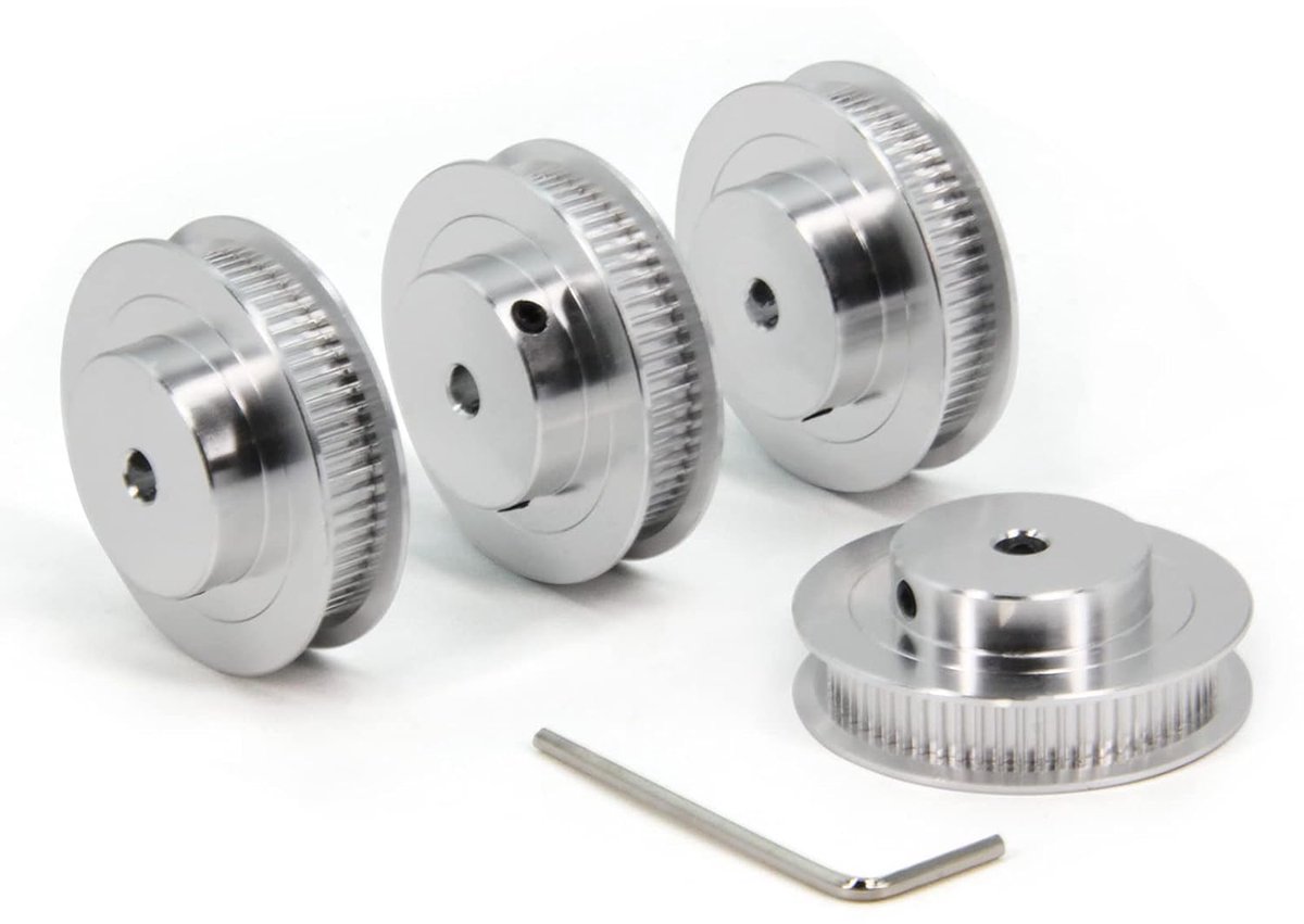 2GT Katrol 60 Tanden 5 mm Boring 60T Distributieriem Synchrone Katrol Aluminium Wiel voor 6 mm Breedte 3D Printer Onderdelen, 4 Stks/partij (Maat: 60T-5 mm Boring)