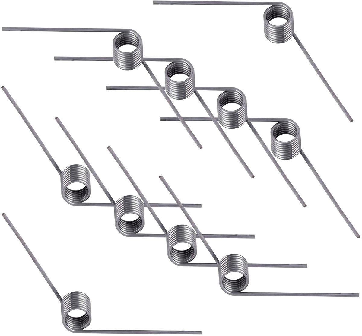 Torsieveren van Roestvrij Staal, V-vormige Mechanische Torsieveren, Roestvrijstalen, 0,5 mm Draaddiameter, Buitendiameter 4,5 mm, 9 Ronden, 120° Afbuigveer
