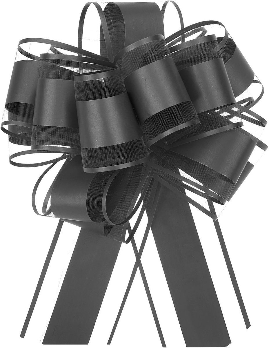 Strikken van organza strik, geschenkverpakking voor manden, auto, bruiloft, geschenken, kerststrik, zwart