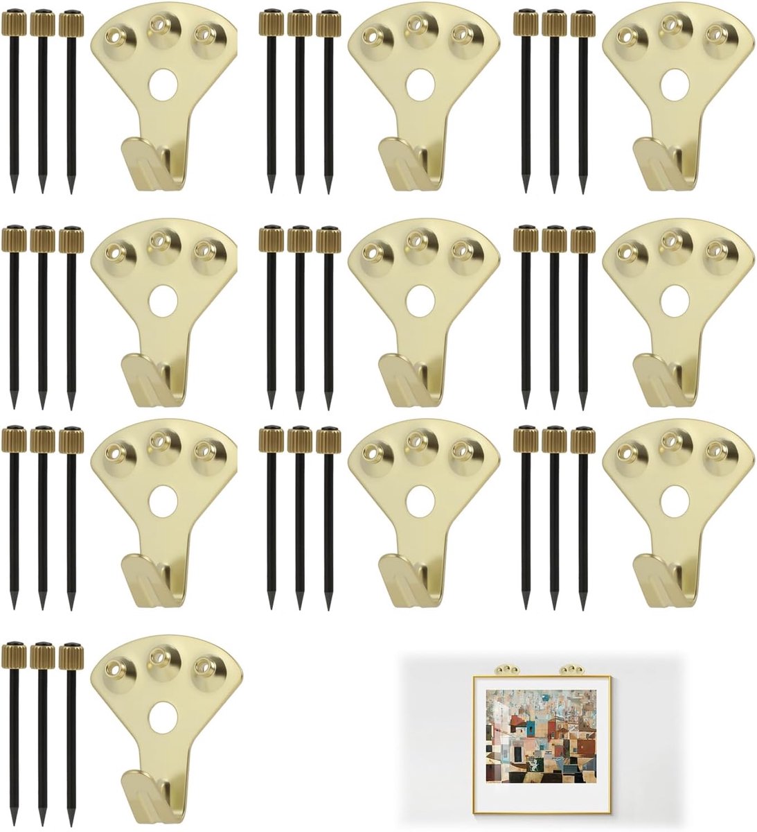 100 lb fotolijst hangers haken met spijkers, zware gipsmuur Pro foto/zware spiegel opknoping kit (4 stuks per set, 10 set)