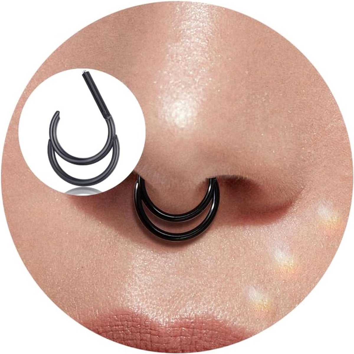 16G septum piercing chirurgisch staal neuspiercing ring goud zilver zwart zilver spetum ring daith conch piercing neusring dubbele segmentring clicker helix tragus piercing oor 8/10mm