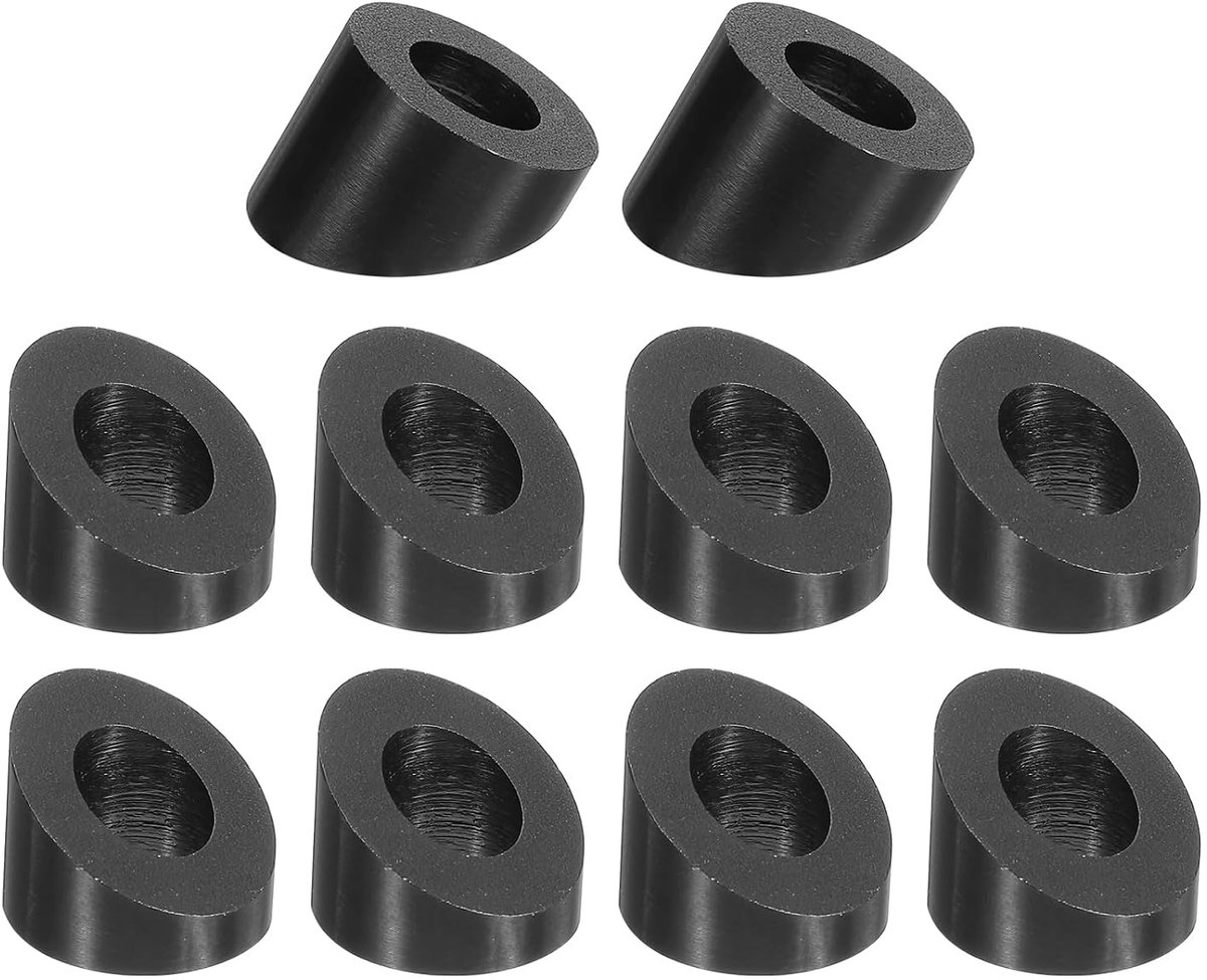10 stuks 5/16 inch, 30 graden hoek, afgeschuinde sluitring, T316 roestvrij staal, schuine sluitring voor leuningen, kabels, uiteinden, trappen, plekken, hout, metaal, zwart