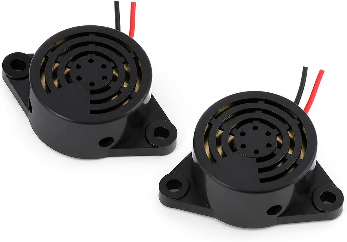 2 stuks elektronische zoemer DC 3 V 12 V 24 V, dubbele elektronische zoemer, DC 3 V 24 V - 100 dB continu geluid 12 V voor veiligheid en alarm