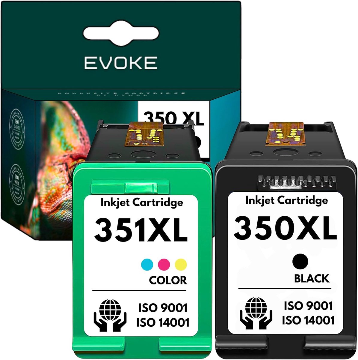 Inktset EVOKE 350 351 - zwart + driekleurig - 2420 pagina's - compatibel met HP C4280 C4380 C4480 C4580 C5280 - SnelShoppen