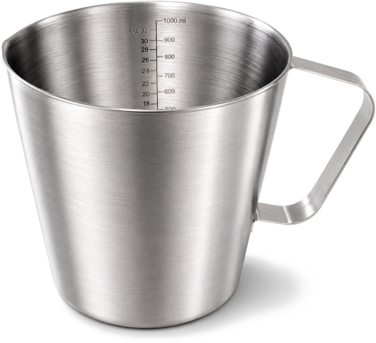 Maatbeker 1 liter - roestvrij staal - schaalverdeling - ideaal voor nauwkeurig meten - SnelShoppen