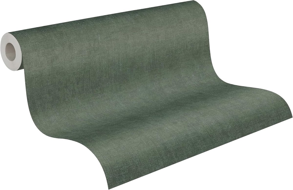 Behang structuur 10,05 m x 0,53 m - groen, metallic - modern behang voor woonkamer slaapkamer - 790448