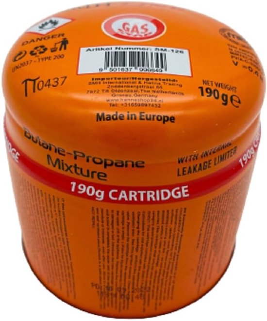 Butaan gascartouche 190g - universeel voor camping - met veiligheidsklep - ideaal voor buitengebruik - SnelShoppen — afbeelding 3