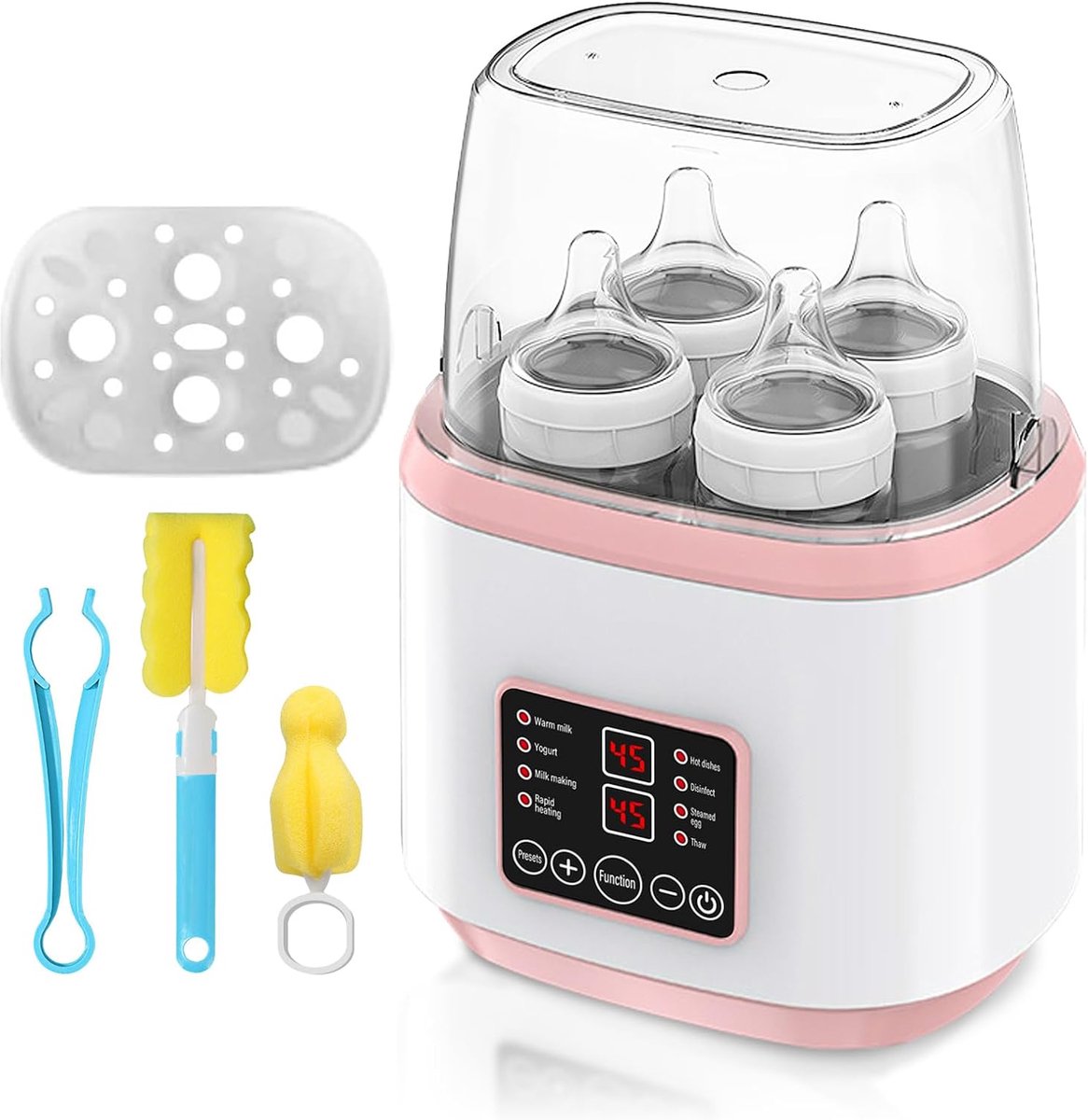 Fleswarmer voor baby, 8-in-1 sterilisator voor babyflessen, snelle fleswarmer, warmhouder voor melkflessen voor baby's, snelle babyvoedingswarmer & ontdooifunctie, BPA-vrije babyvoedingsverwarming met