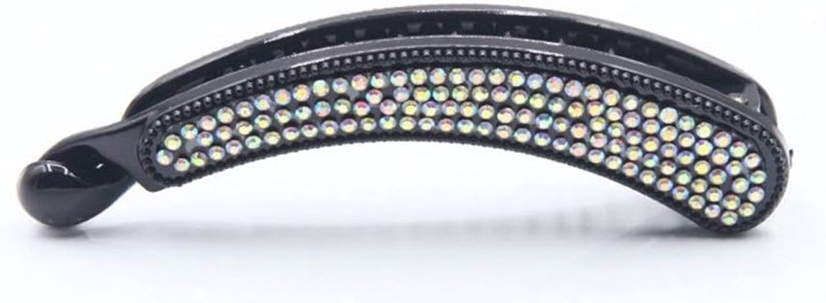 Haaraccessoires Volledige Rhinestone Banana Clip Vertical Clip Fashion Ladies Hairpin Hairpin hoofdtooi (Color : AB color-black)