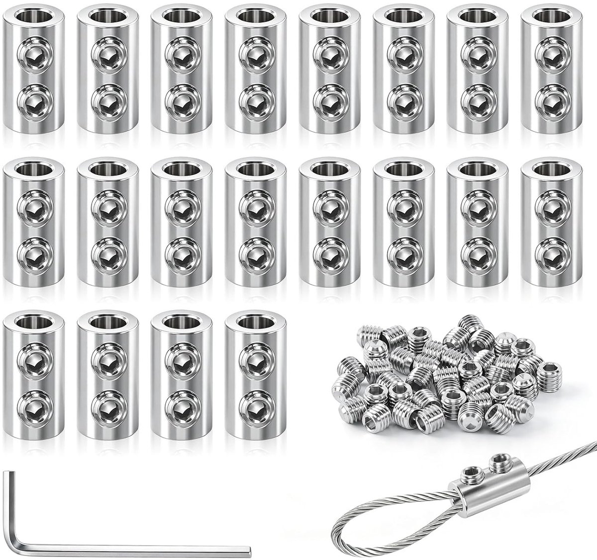Kabelclips 20 stuks - 1,5-2 mm - Metaal - Dubbele gaten voor stevige bevestiging - SnelShoppen
