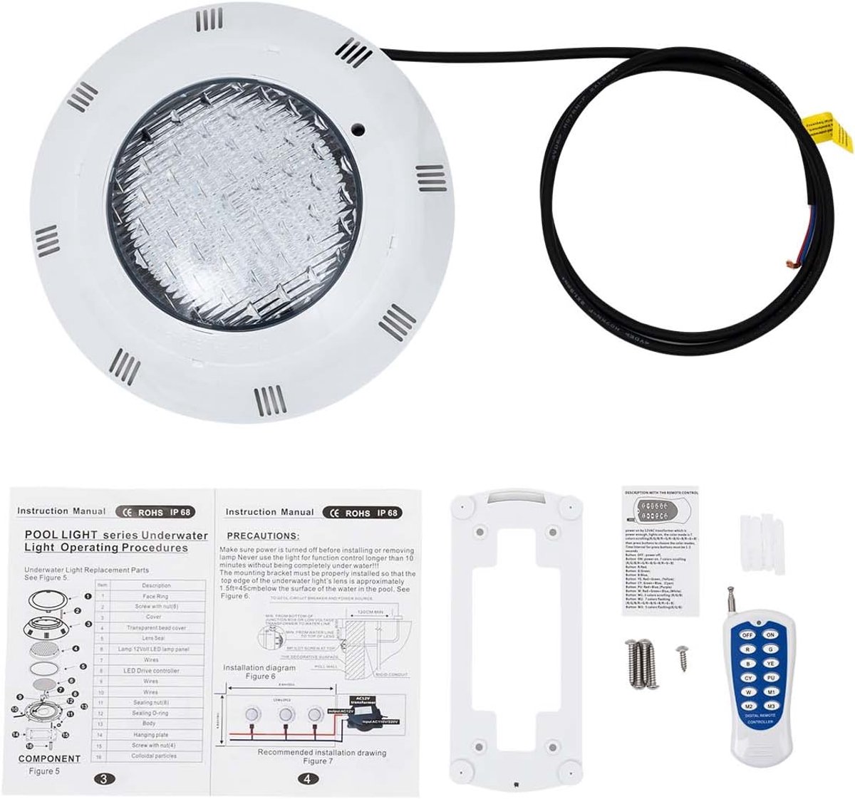 45W LED RGB onderwater schijnwerper zwembadlamp zwembad inbouw zwembad verlichting zwembadverlichting vijververlichting afstandsbediening decoratieve lamp voor aquarium zwembad