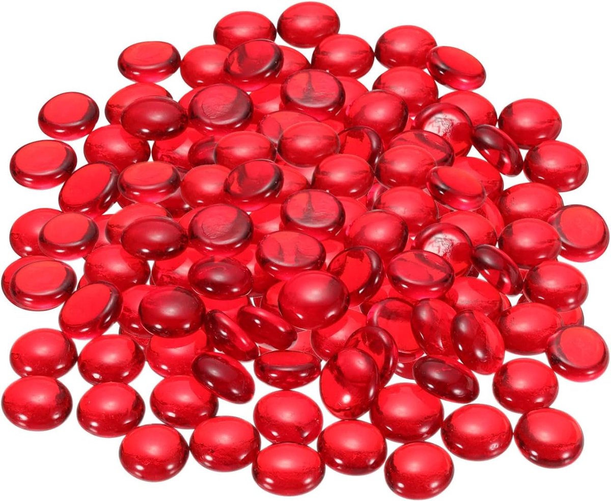 Glazen kralen voor open haarden, ronde ks van glas, kiezelstenen, reflecterende stenen voor het vullen van vazen voor aquaria, 500 g, rood