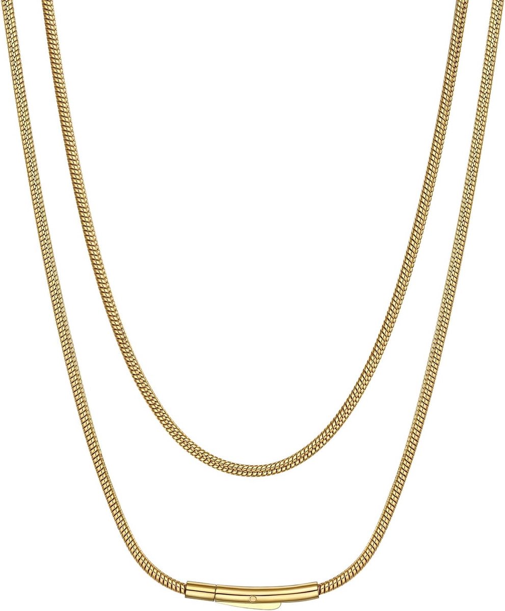 Choker damesketting 2 mm uniseks ketting roestvrij stalen halsketting met draaisluiting, zilver/goud/zwart, 41/46/51/56/61/66/71/76 cm, wordt geleverd in sieradengeschenkdoos