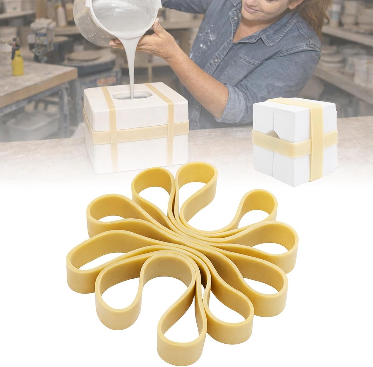 rubberen band voor pottenbakkers keramiek, thuisknutselaars - zware bevestigingsmiddelen, 10 stuks (9,4 "L)