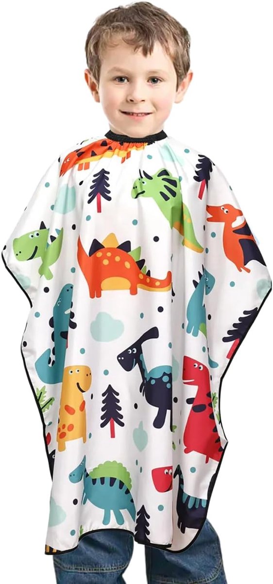 1 stuk kapperscape voor kinderen, kappersaccessoires, verstelbare kleine dinosaurus knipmantel, cartoon-dinosaurus, geschikt voor jongens en meisjes.