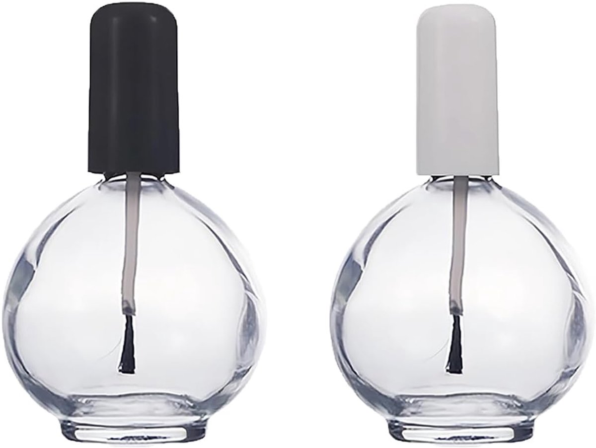 2 Stks 75ml/2,5 oz Grote Capaciteit Lege Nagellak Flessen met Borstel Sferische Clear Hervulbare Glas Nagellak Flessen Containers voor DIY Nail Art
