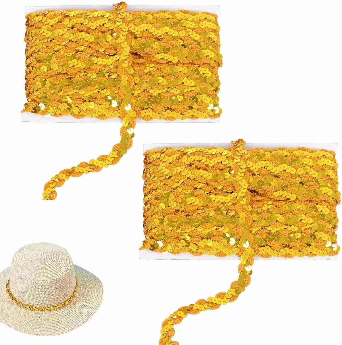 Paillettenbanden - 2 Rollen Gouden Glitters Sequins Tape, 13 Meter per Rolle, 1,5 cm Breed, Veelzijdige Decoratietape voor DIY, Feestdecoraties en Creatieve Projecten