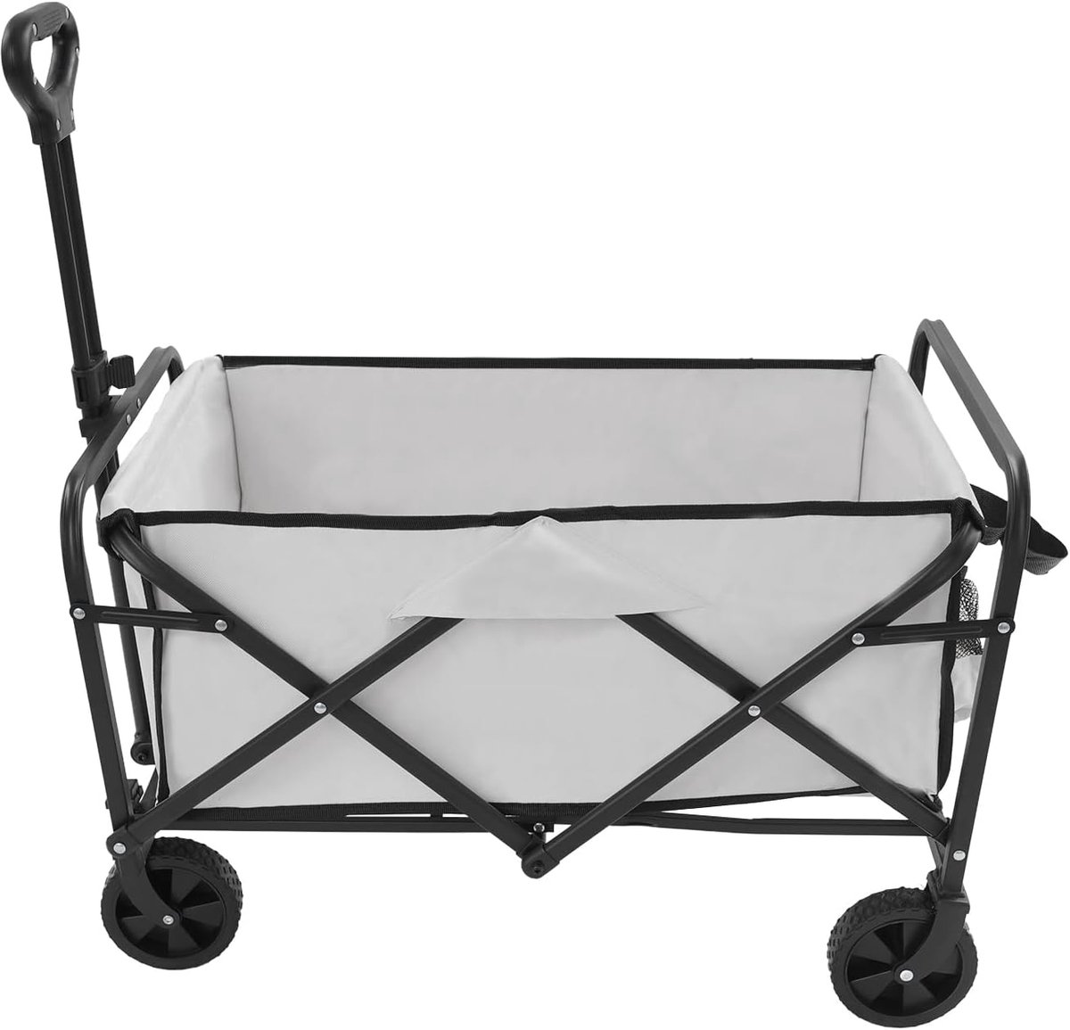 Opvouwbare wagenwagen, opvouwbare wagen met robuuste wielen, strandwagen met grote capaciteit, tot 90 kg draagkracht, transportwagen, tuinaanhanger zonder dak (kaki)