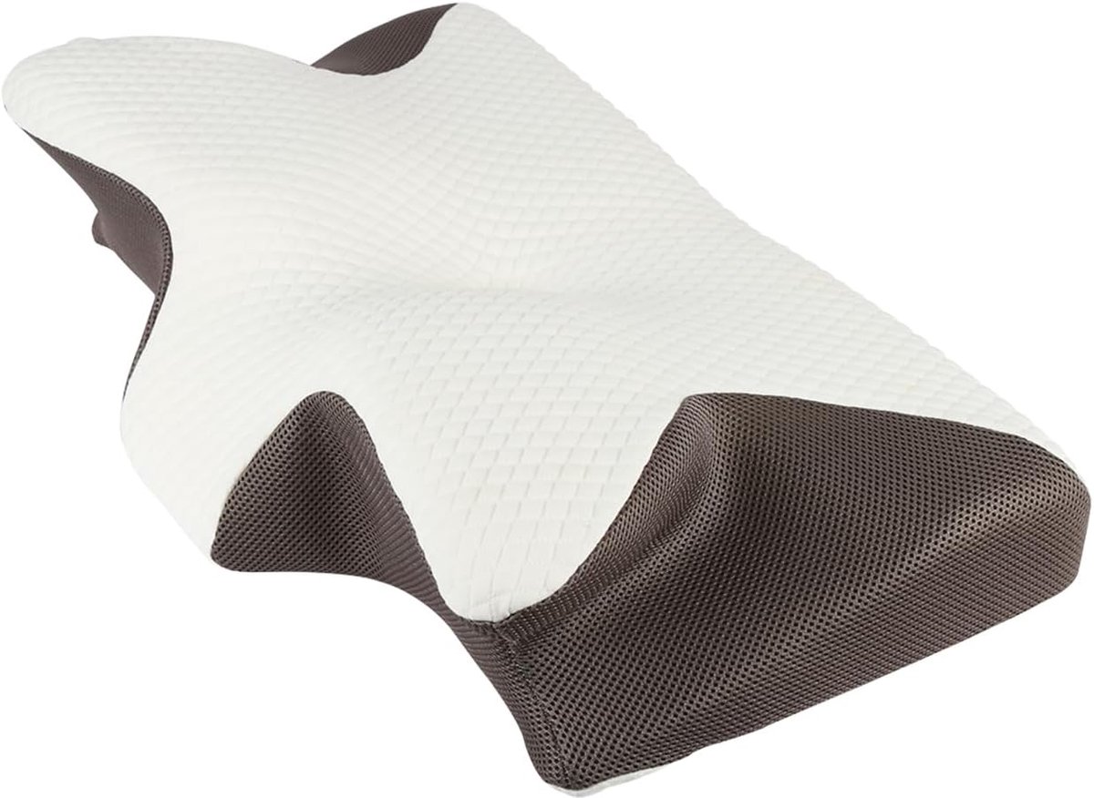 Ergonomisch nekkussen, orthopedisch kussen voor diepe slaap en apneu, orthopedisch om op rug en zijkant te slapen (58 x 37 x 14 cm, wit (1 stuk)