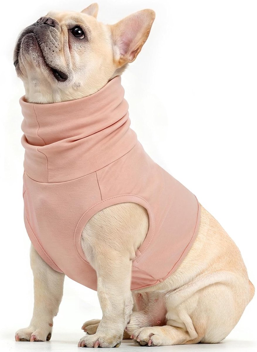 Hondensjaal, Lichaamsoperatie, Borstbescherming, Medisch Huisdiershirt, Hals en oren, Warmer Honden Hoodie, Anti-Angst Snood (Huidsroze, L)