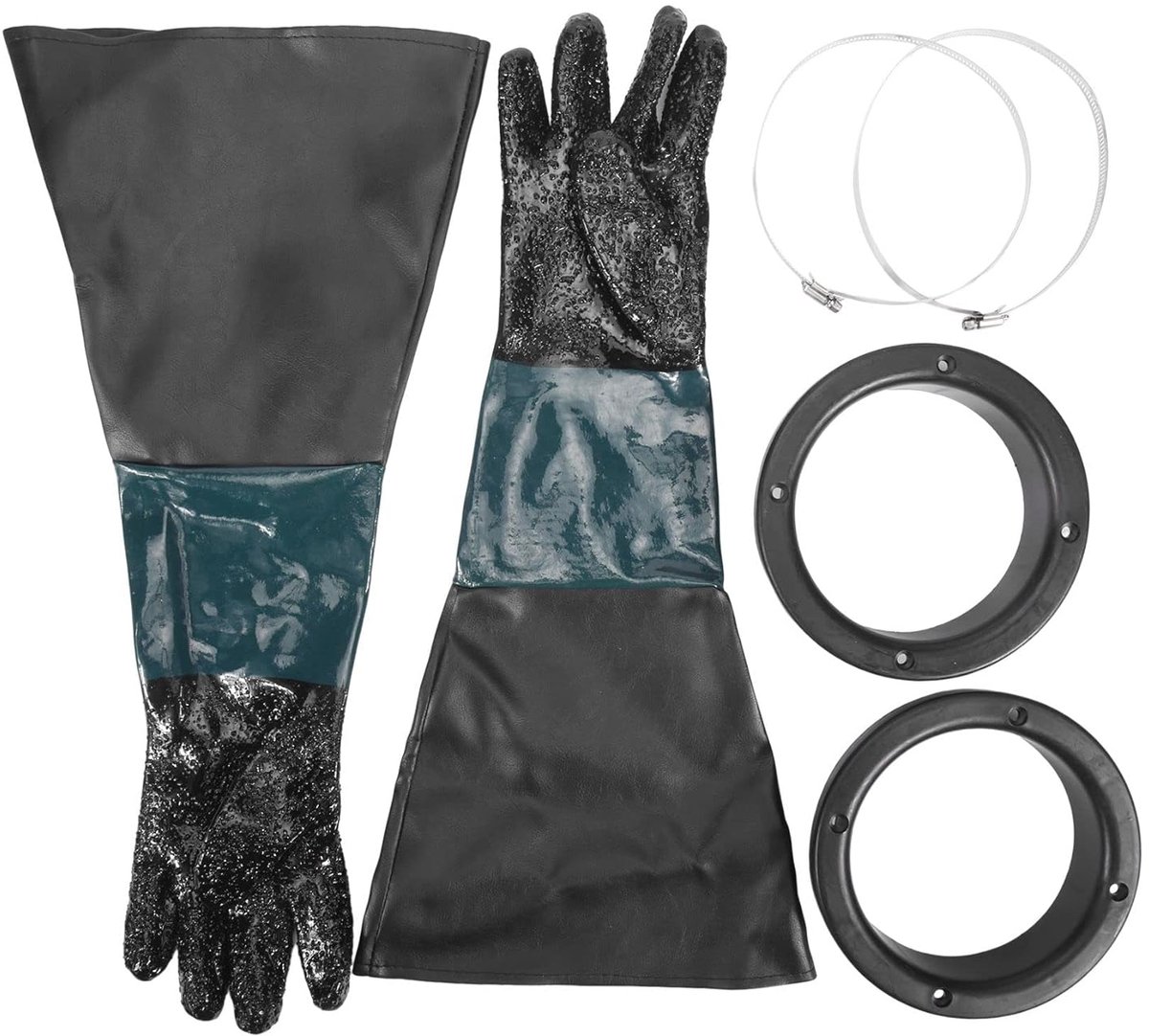Sandblaster handschoenen 60cm - met O-ringen - katoen gevoerd - comfortabel en beschermend - SnelShoppen