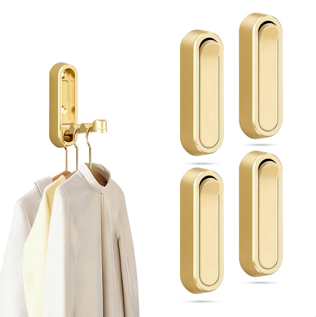 Vouwbare Wandhaak - Goud - Verstevigd, inklapbaar - Ideaal voor jassen en accessoires - SnelShoppen