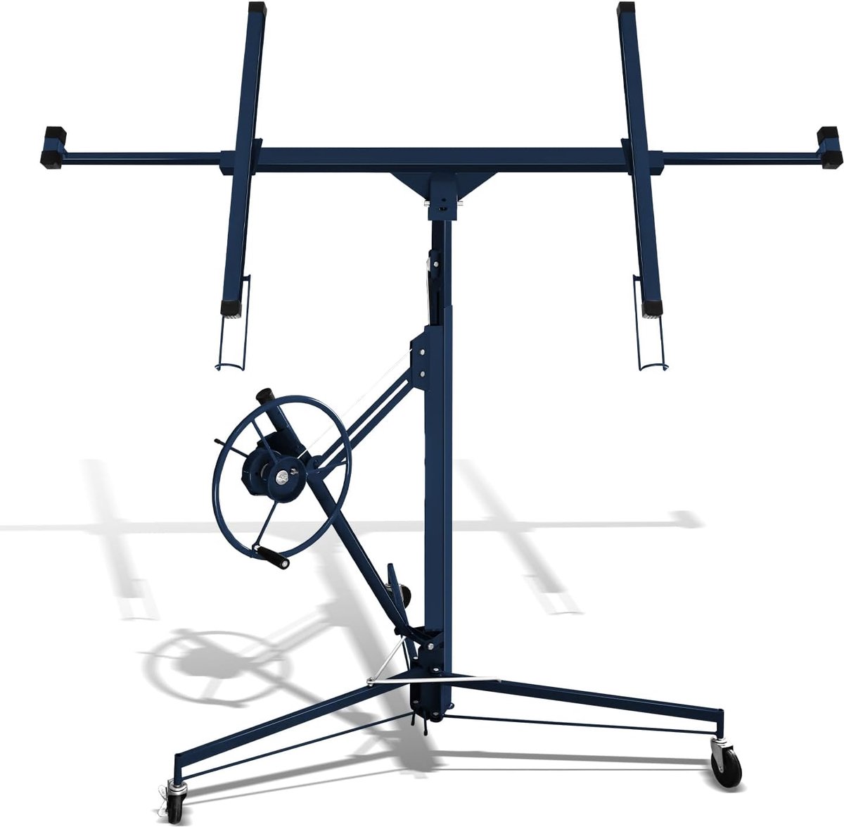 Inklapbare platenlift XXL voor gipsplaten tot max. 68 kg, 132-335 cm werkhoogte in hoogte verstelbaar, max. breedte 294 cm, 3 wielen met parkeerrem, blauw