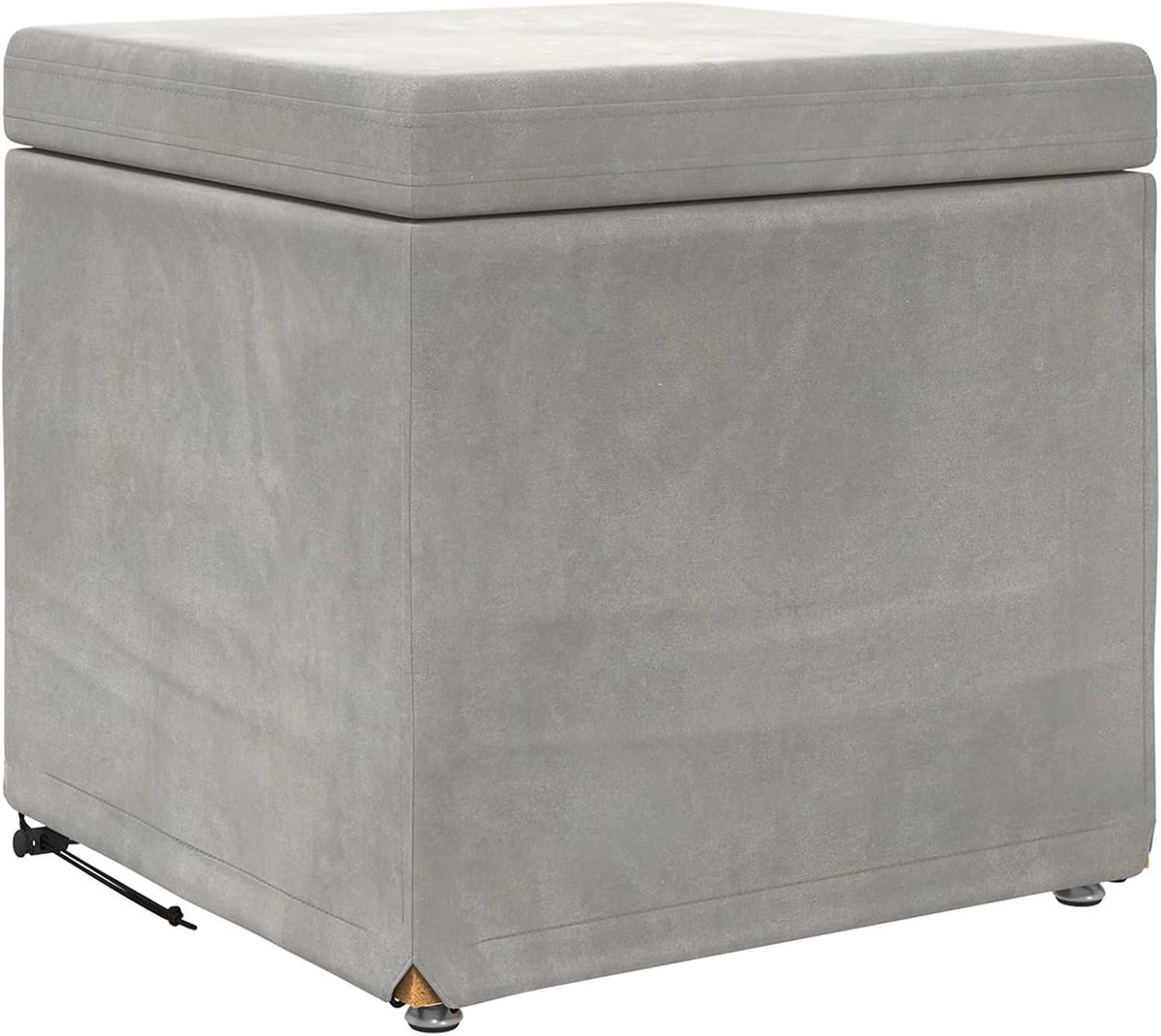 Kruk lichtgrijs 41 x 41 x 40 cm fluweel en engineering hout, zitpoef, zitkubus, voetenbank, gestoffeerde kruk voor woonkamer, slaapkamer, entree, 876750