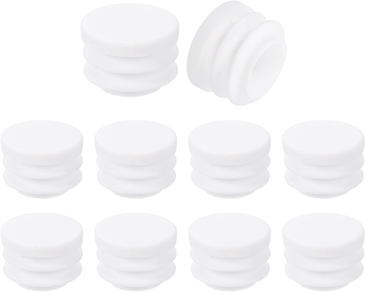 10 stuks ronde kunststof stekkers, buiseindkappen, 18 mm (0,71 inch) meubelpijpinzet, glijbescherming voor stoel, bank, tafel, plank, wit