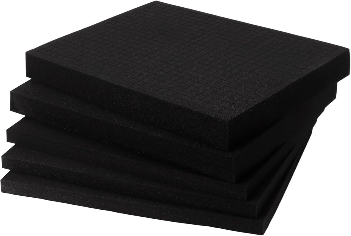Schuim, 405 x 305 mm (2 stuks x 5 cm + 3 stuks x 2,5 cm dik), rasterschuim voor gereedschapskoffer/camerakoffer, schokbestendige kofferinleg en op maat te snijden