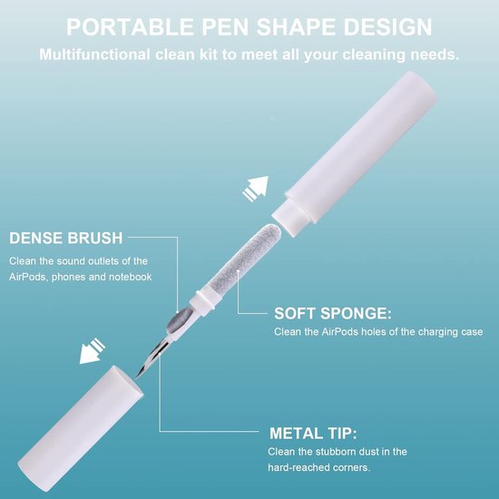 Clean Kit voor AirPods Pro 2 2022 AirPods 3 AirPods Pro AirPods 2, 3-in-1 multifunctionele oortelefoon reinigingspen tool zachte borstel stroomden sponsreiniger voor AirPods iPhone camera — afbeelding 2