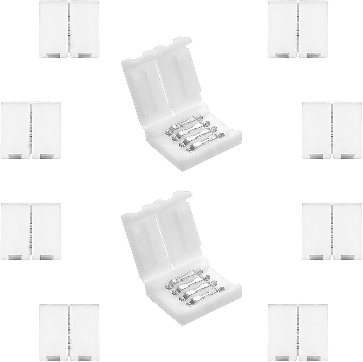 44 stuks 4-polige LED-stripaansluitingen 10 mm, onbedrade, naadloze soldeervrije adapterverlengstuk en strip-naar-strip-aansluiting, soldeervrij, niet waterdicht, LED-adapter