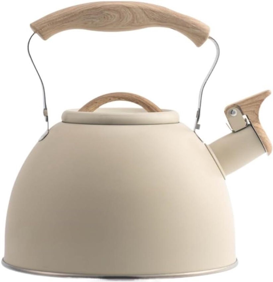Waterkoker RVS - Theepot Ketel - Water Koken - Met Fluitje - 3 Liter - Beige