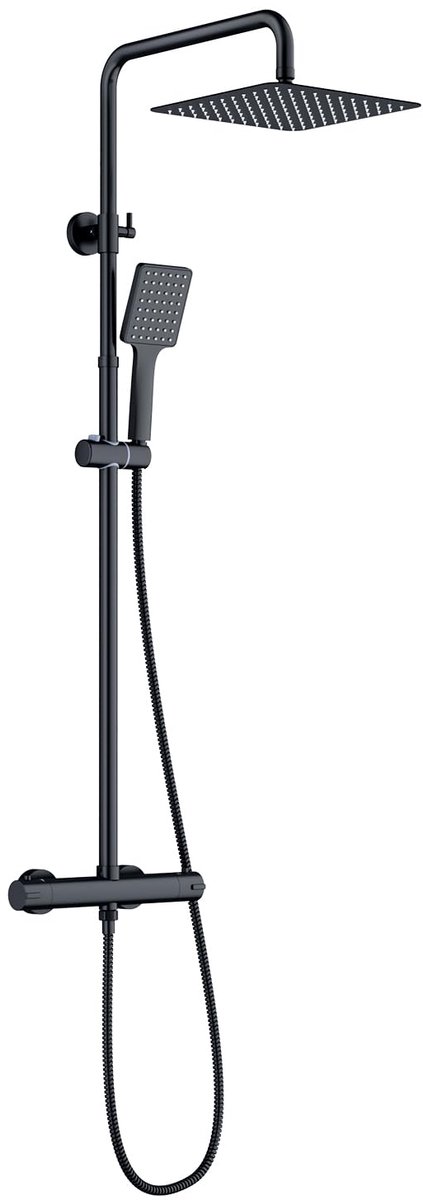 Douchesysteem met thermostaat 25 x 25 cm - vierkant roestvrij staal - regendouche met armatuur - luxe douche-ervaring - ShopVlot