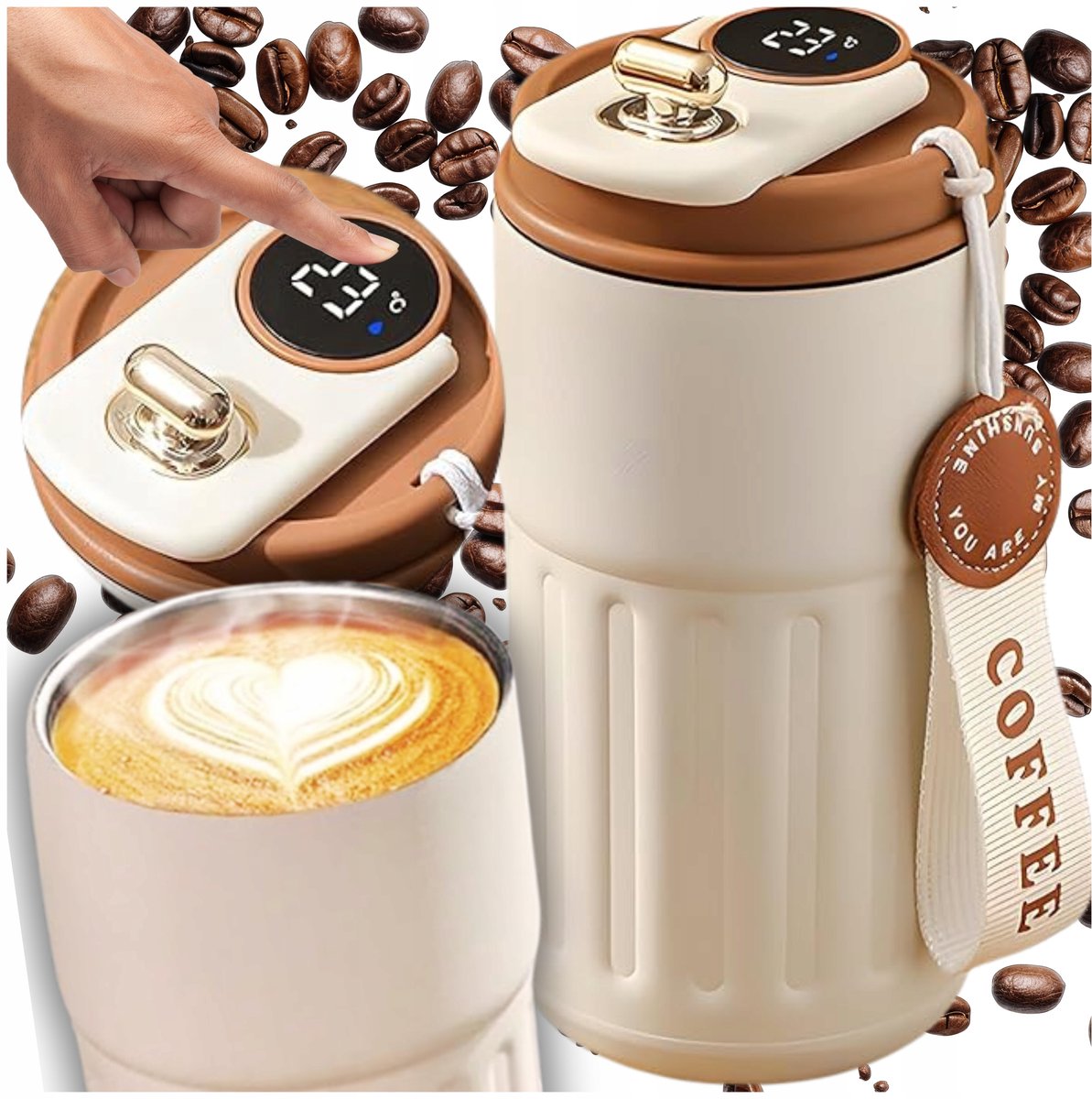 Slimme Thermosbeker met LED Display - 450ml - Houdt Drankjes Warm/Koud