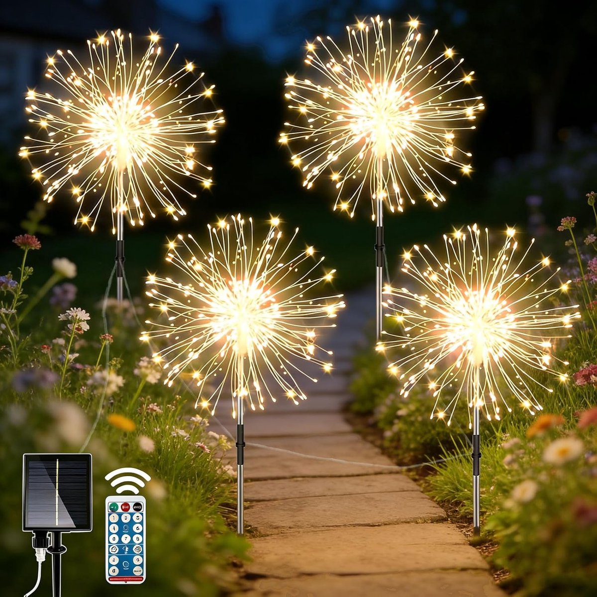 Solar kerstverlichting 480 LEDs - Dandelion ontwerp - 8 verlichtingsmodi - Perfect voor buitendecoratie - ShopVlot