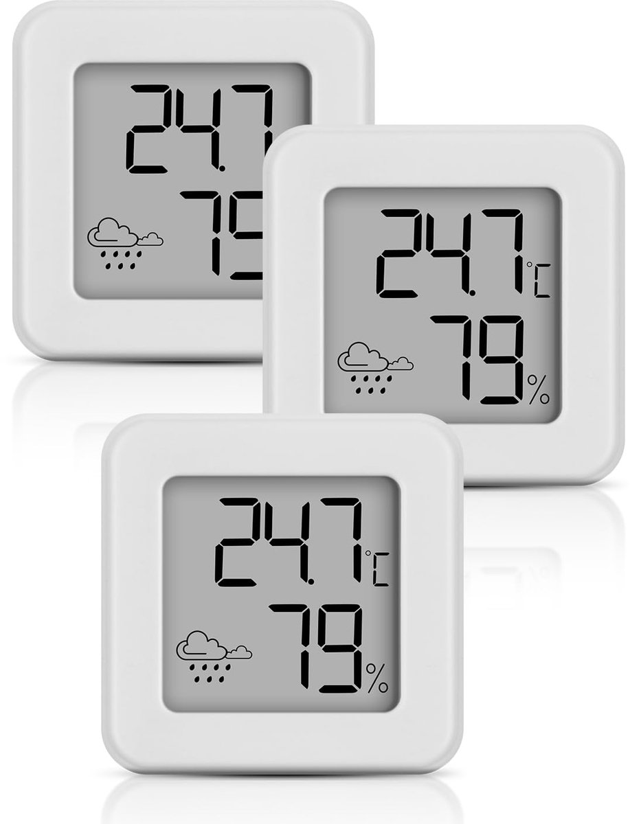 Digitale mini thermometer - Binnen hygrometer - Temperatuur en luchtvochtigheid meter - Eenvoudig te installeren - ShopVlot