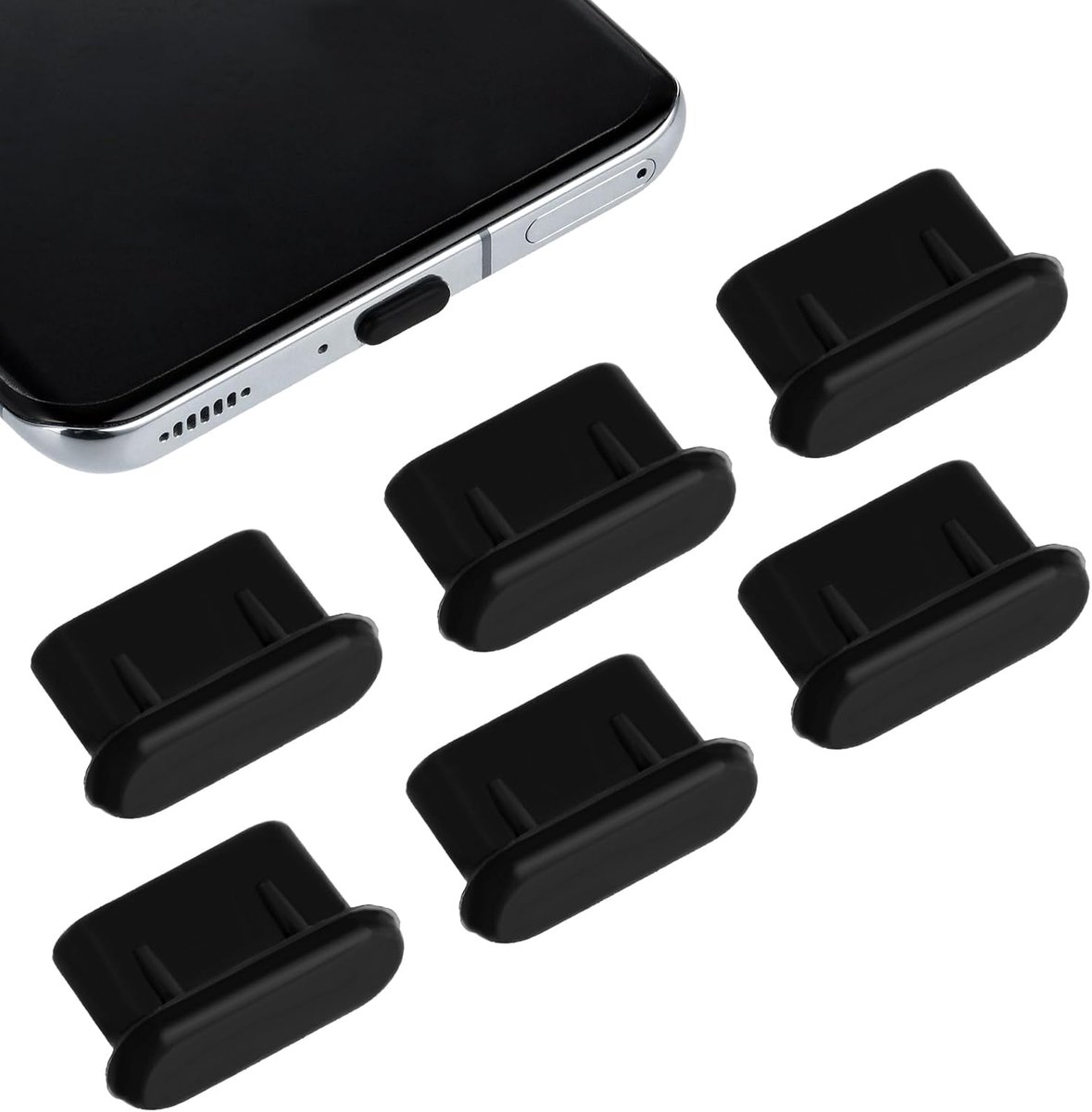 USB C dust caps pack van 6 - silicone beschermhoes - stofbescherming - extra bescherming voor oplaadpoort - ShopVlot