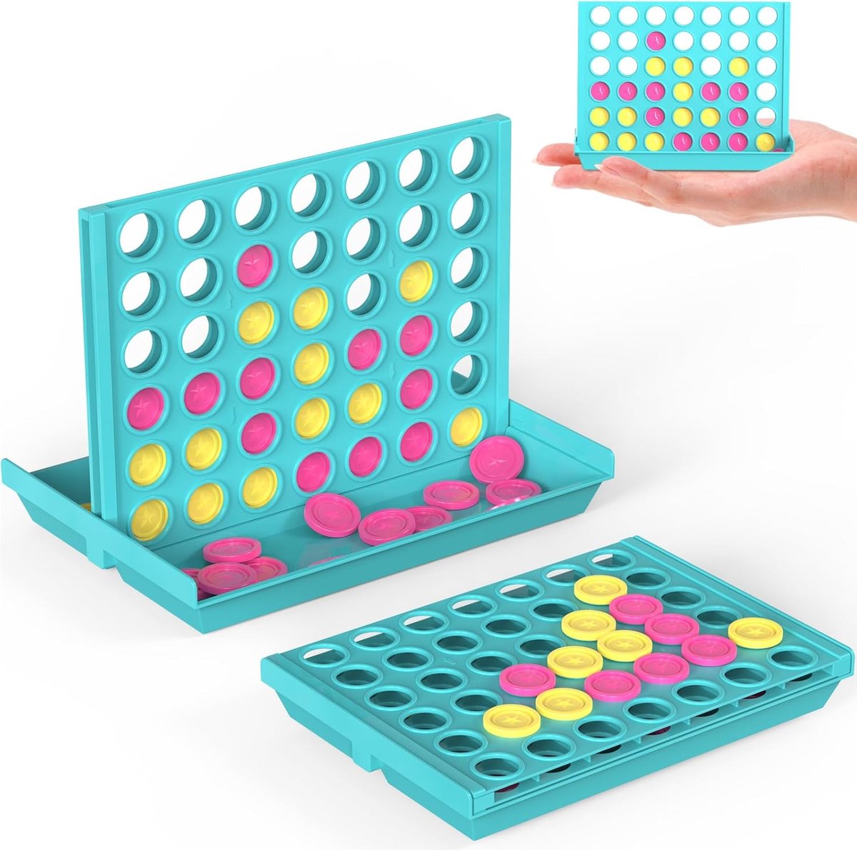 Bordspel Mini 4 op een Rij - Reisausvoering - Leuk en spannend spel - Voor kinderen van 3 tot 8 jaar - ShopVlot