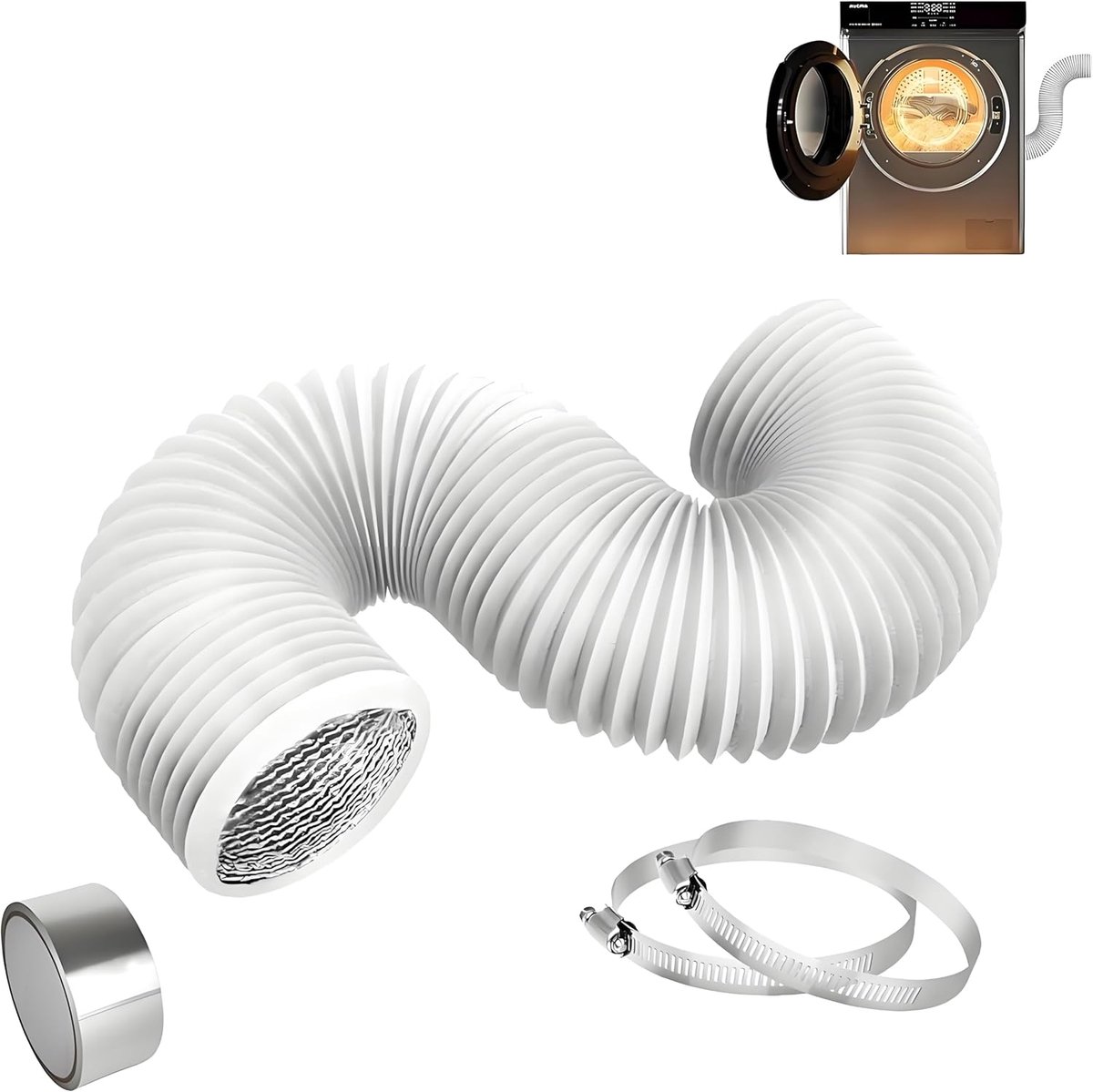 Afvoerslang 100 mm - 2,5 m - flexibele PVC slang - ideaal voor airconditioning - ShopVlot