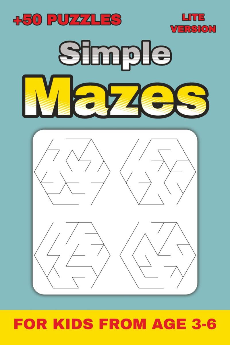 Puzzels voor kinderen 3-6 jaar - 52 hexagonale doolhoven - niveau 3 - stimuleert creatief denken - ShopVlot
