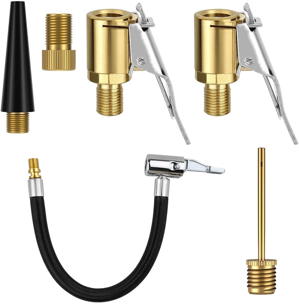 Multifunctionele Ventiel Adapter Set V6 - Luchtpomp Adapter Set voor Auto-, Fiets- en Schrader Ventielen - Inclusief 8 mm Autoventiel Hefboomkoppeling - Universele Ventieladapters voor Banden, Ballen en Opblaasbare Artikelen