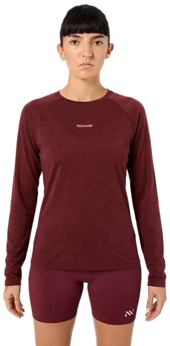 Nnormal Merino T-shirt Met Lange Mouwen Rood M Vrouw