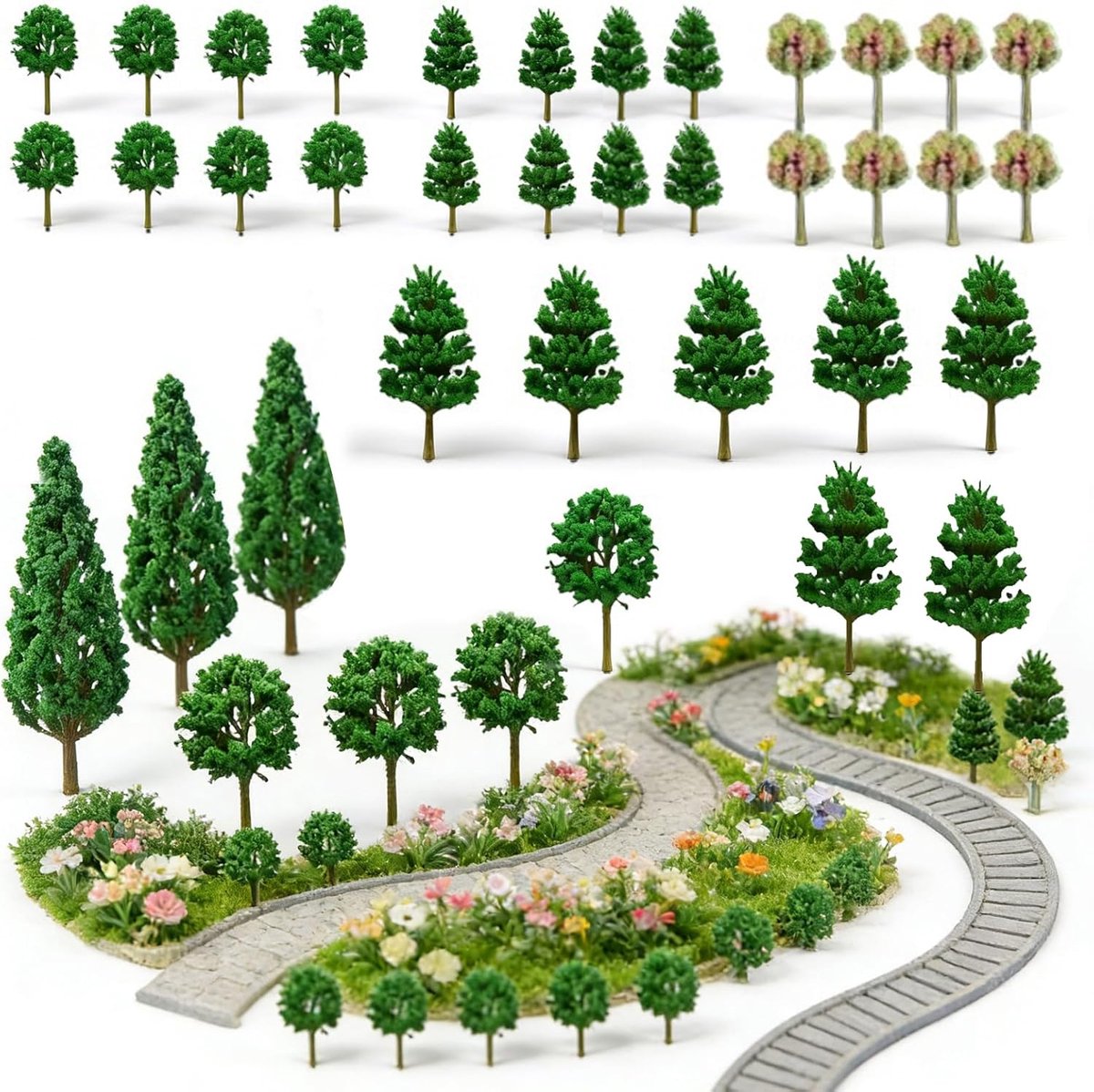Miniatuur model diorama bomen 38pcs - verschillende maten 3-13cm - ideaal voor modelbouw - ShopVlot