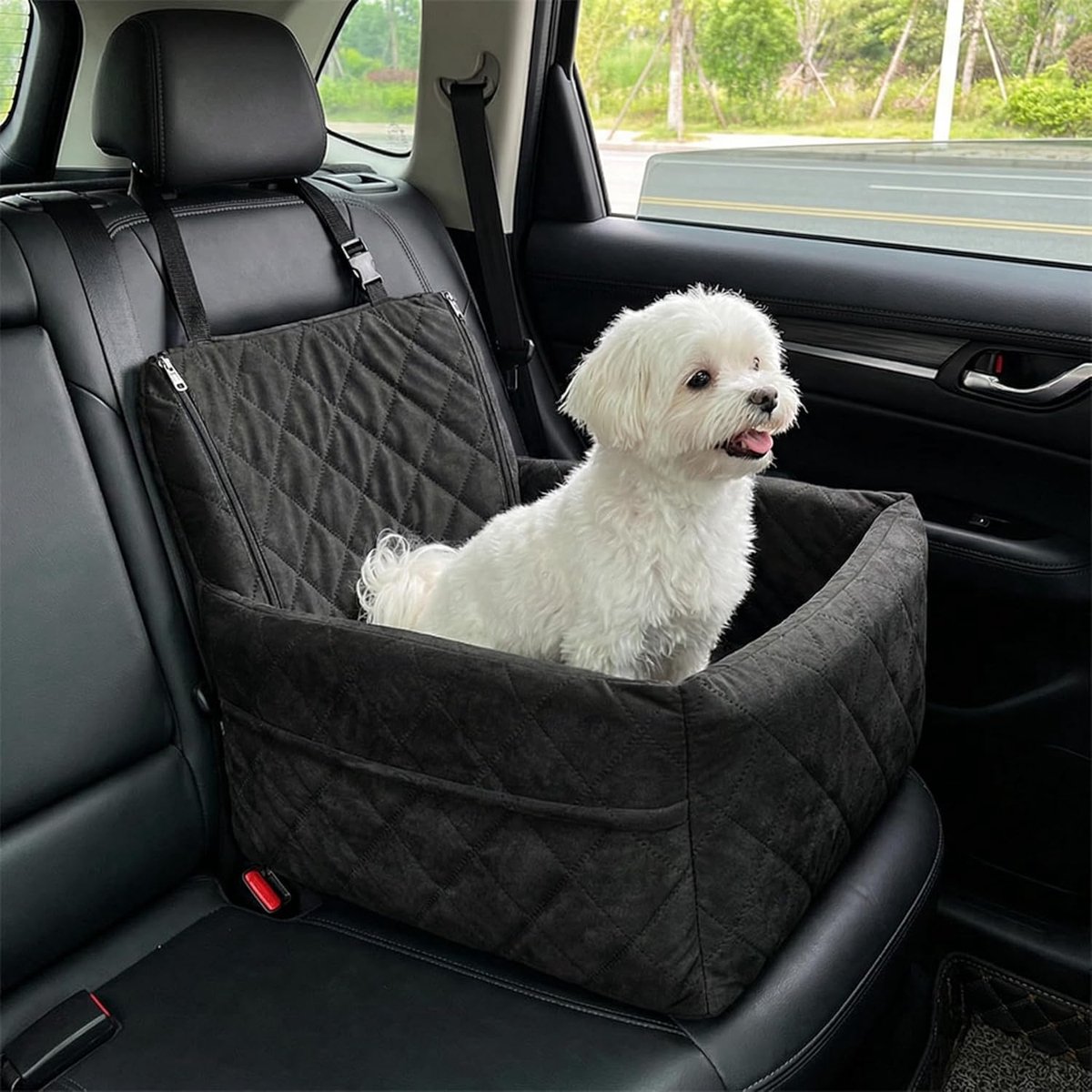 Hond autostoel voor kleine tot middelgrote honden - wasbaar - met veiligheidsriem - veilig reizen voor uw huisdier - ShopVlot