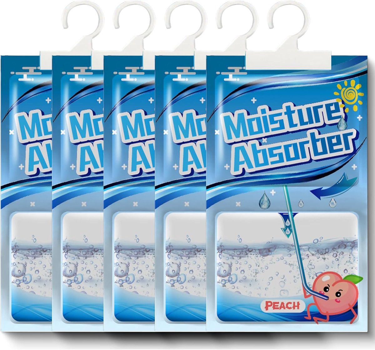 SnelShoppen - 5 Packs x 100g Vochtabsorberende Tassen voor Kasten - Hangende Ontvochtigers met Geur - Ideaal voor Keuken en Kast