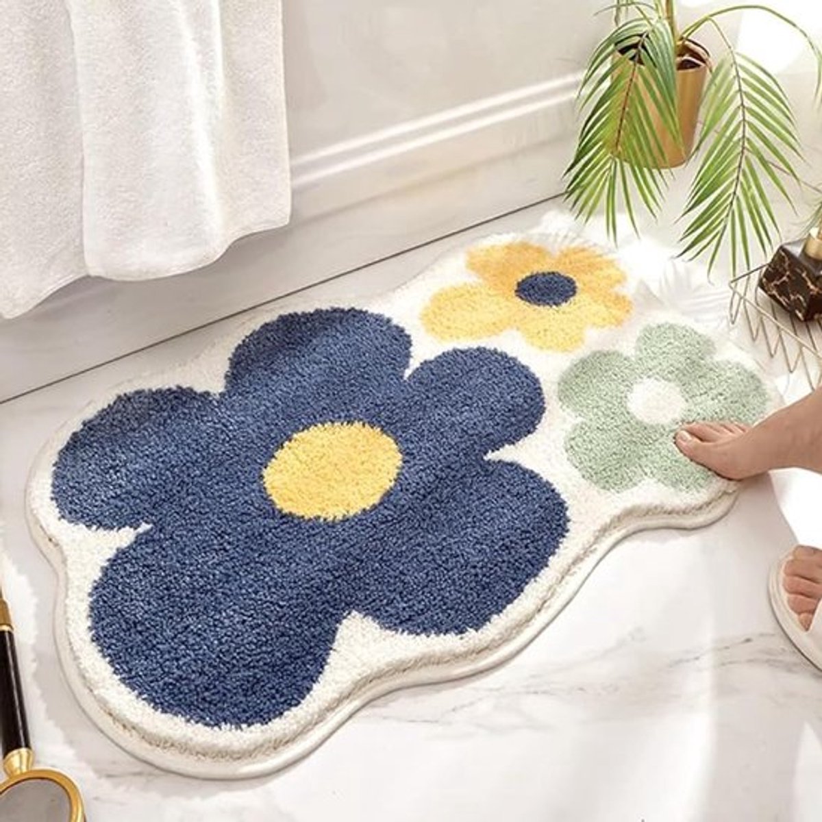 Badmat Zacht badmat Bloemenbadmat Zeer absorberend Antislip Pluche Pluche Tapijt Pluizig Tapijt - Bloemen Stijl 2