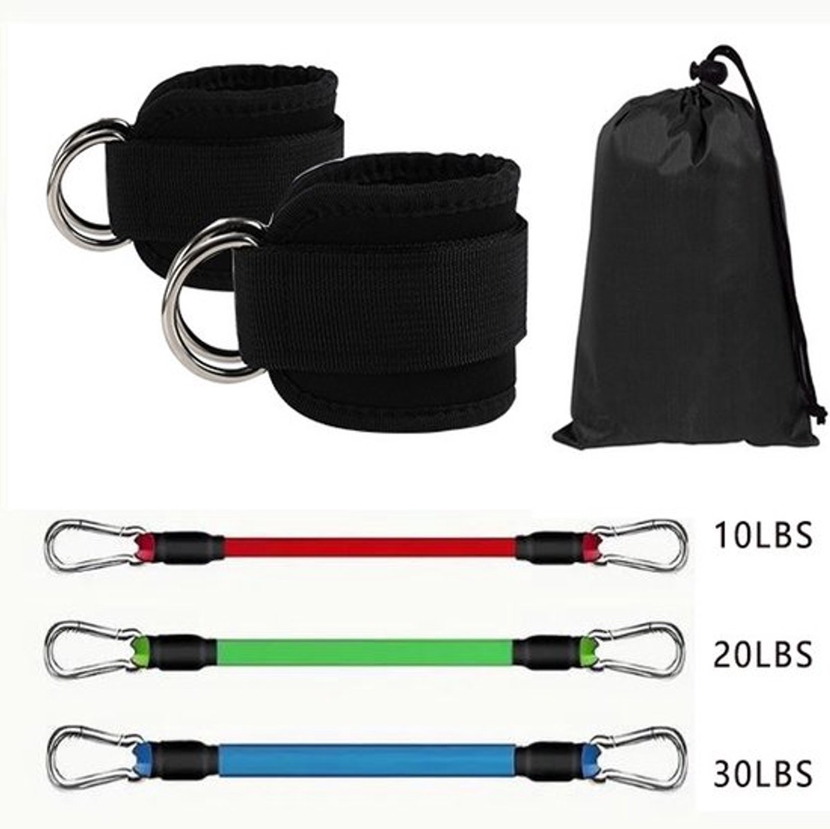 Enkelbanden voor kabeltrainingsapparatuur, trainingsbanden voor thuis en in de sportschool, accessoires voor fitnessapparatuur - zwart