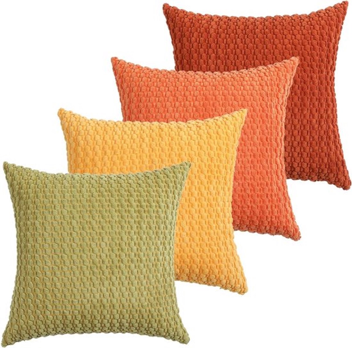 Kussenslopen Set - Decoratieve Kussenslopen - Woonkamer Decoratie - Zachte Corduroy Stof - 45x45 cm - Oranje